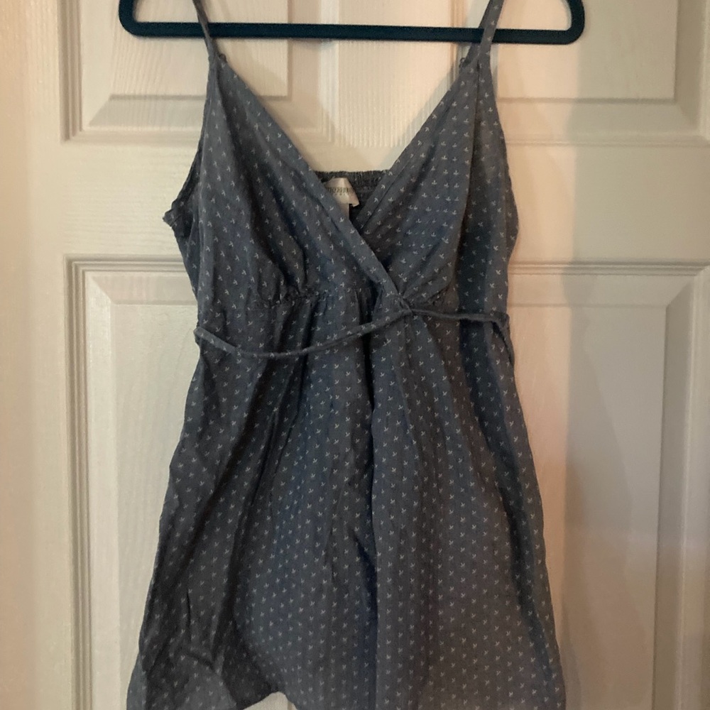 Blue Motherhood maternity top (spaghetti strap with white pattern)